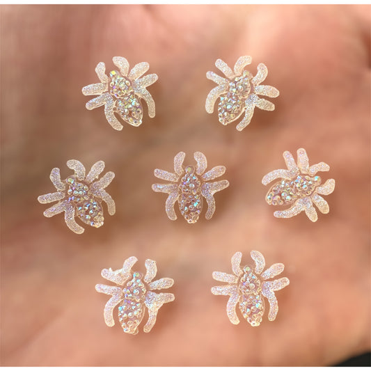 Spider rhinestone cabochons, white 13mm