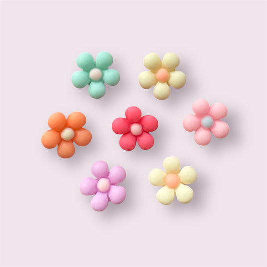 Pastel flower cabochons, 12mm