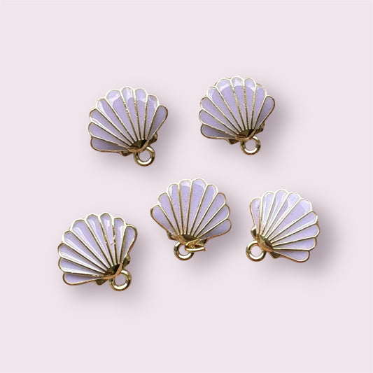 Seashell enamel charms, 13mm pink /lilac