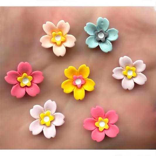 Bright flower cabochons, 14mm