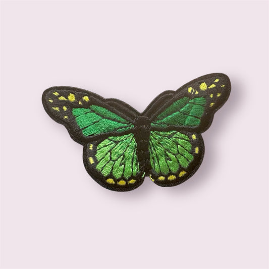 Green Butterfly iron on patch, 8cm
