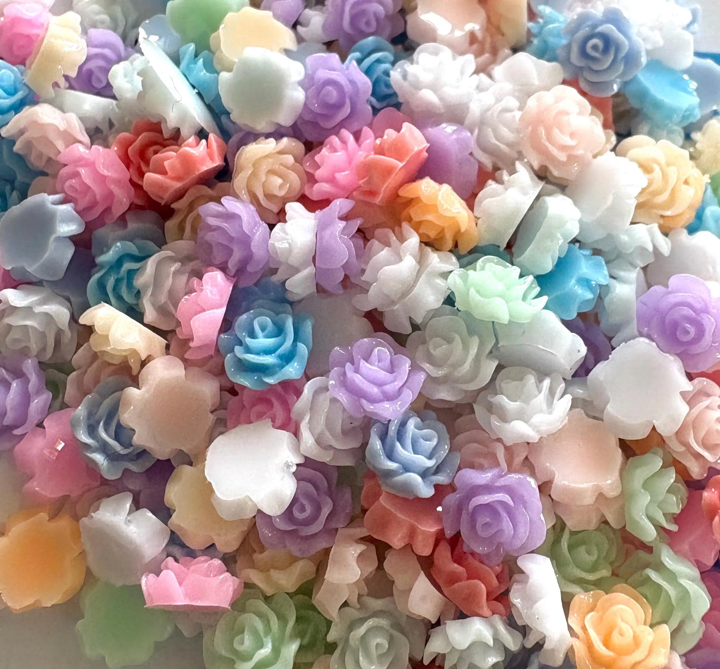 flower cabochons, tiny 6mm mixed