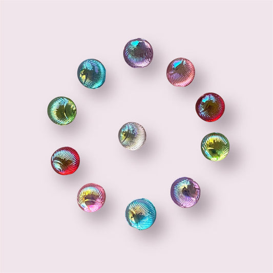Round glossy cabochons, mixed colour, 6mm