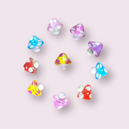 Mushroom mini cabochons, 9mm mixed set