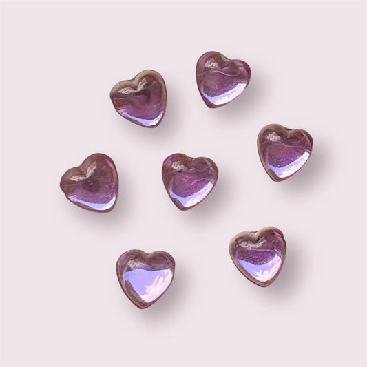 Purple glossy heart embellishments, 8mm