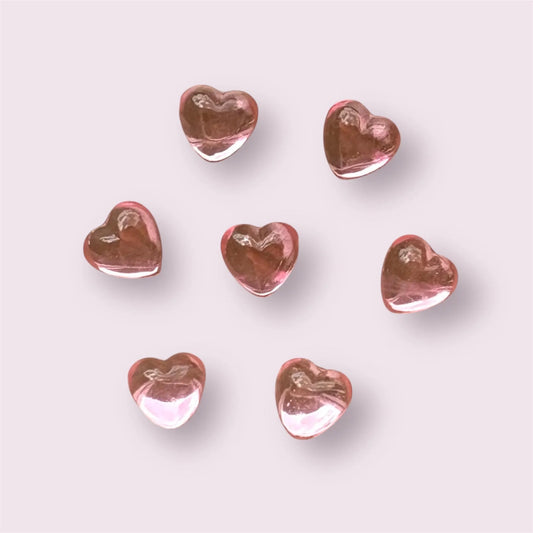 Pink glossy heart embellishments, 8mm