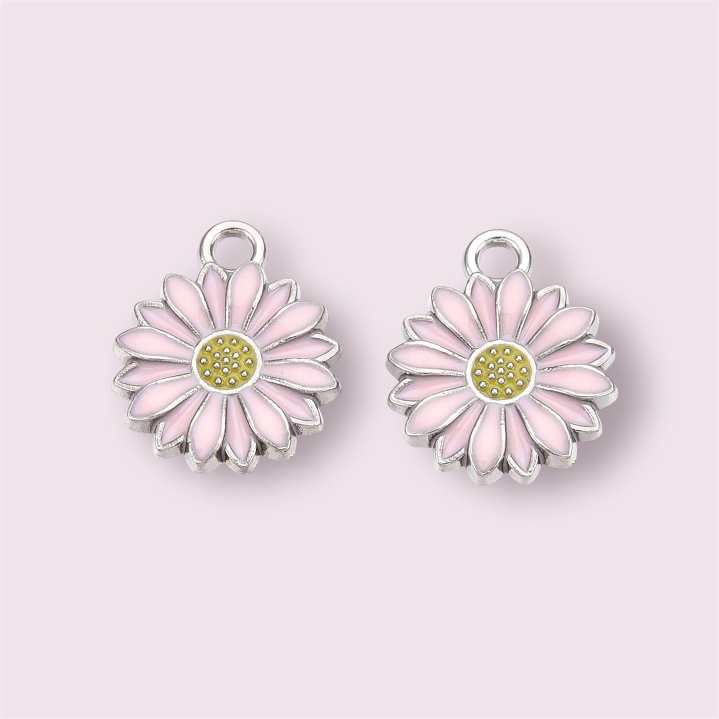 Daisy charms, pink, 17mm