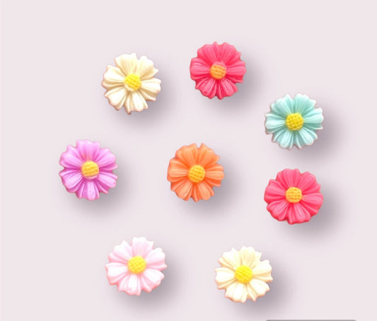 Flower cabochons, 9mm mixed pastel