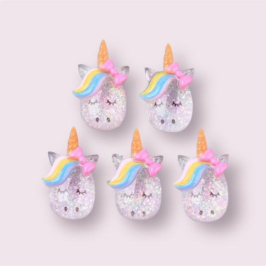 Glitter unicorn resin embellishments, 27mm