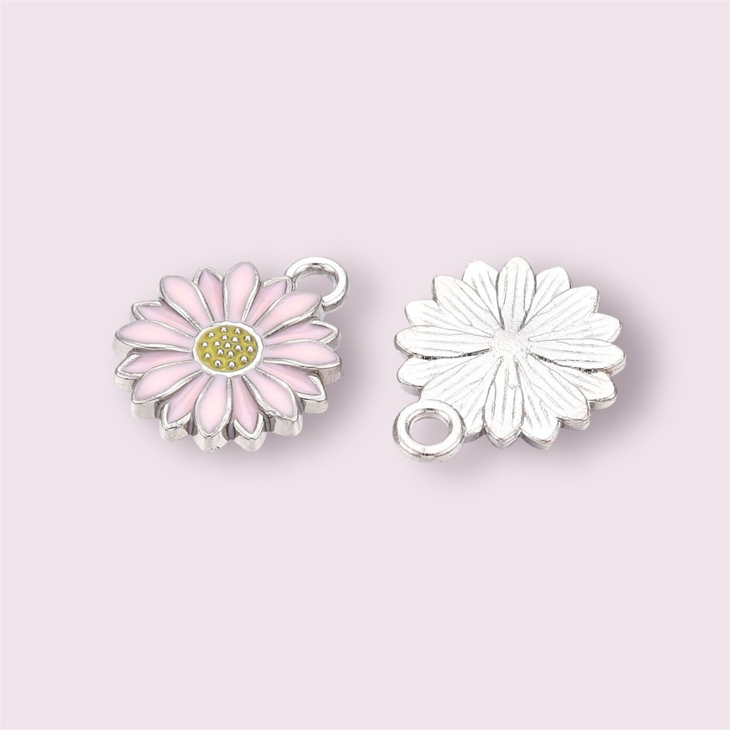 Daisy charms, pink, 17mm