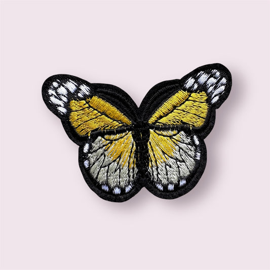 Yellow embroidered butterfly patch