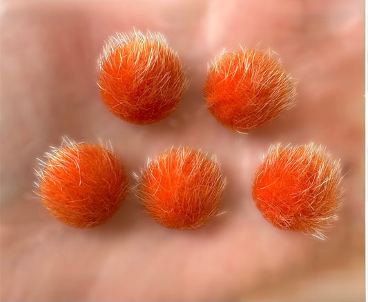 Fluffy round embellishments, orange 16mm