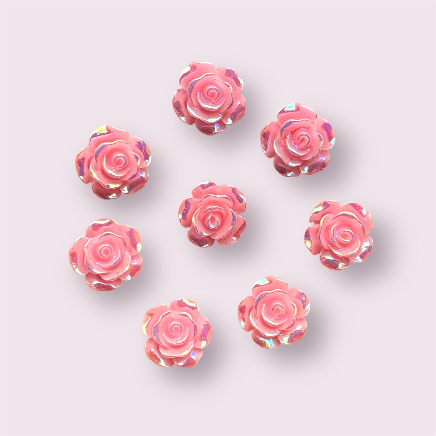 Pink rose flower cabochon, 12mm
