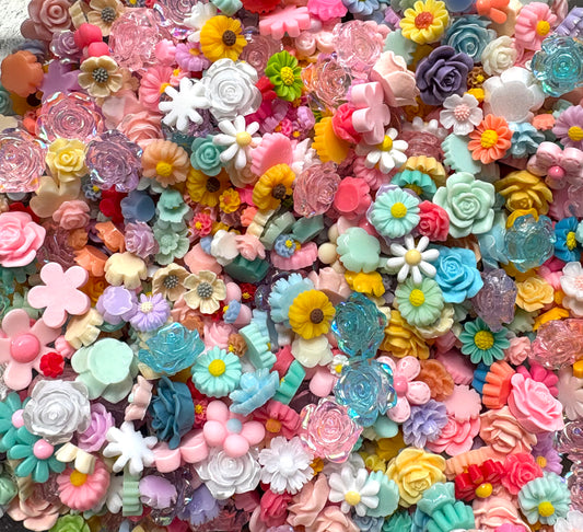 Flower cabochons, mixed sizes, flower soup