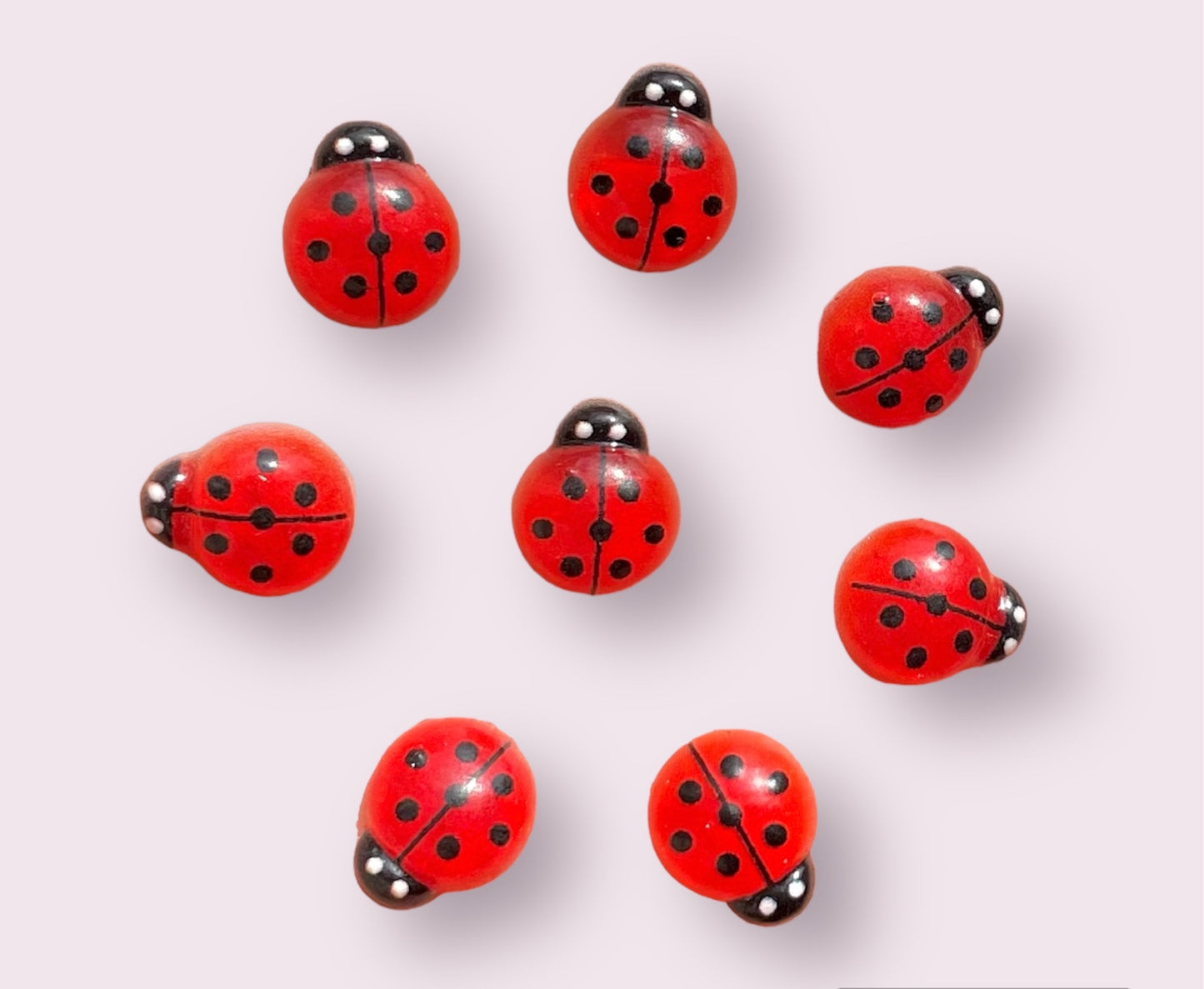 Ladybird cabochons, red 10mm