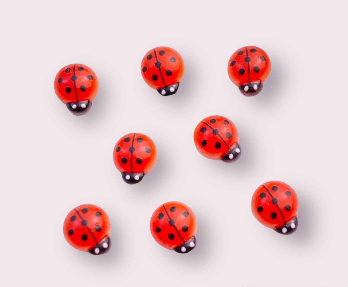 Ladybird cabochons, red 10mm