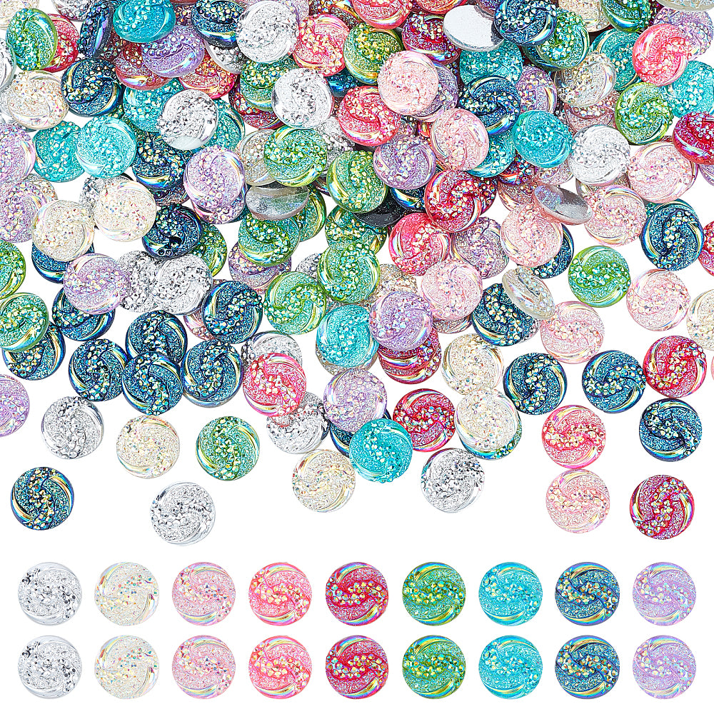 Rhinestone round cabochons 10mm