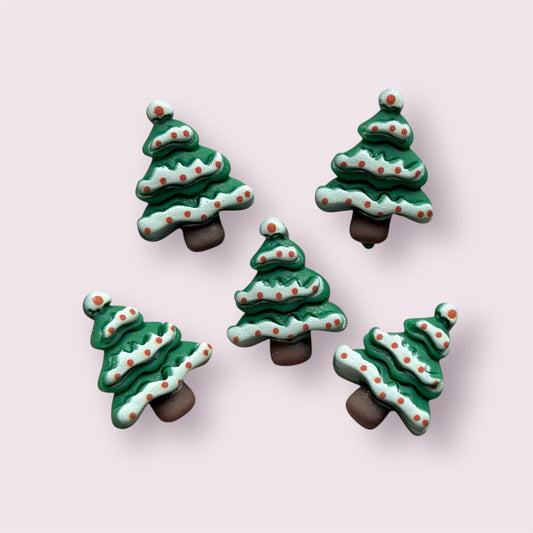 Christmas tree resin cabochons, 23mm