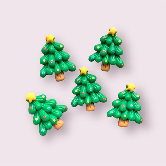 Christmas tree resin cabochons, 24mm