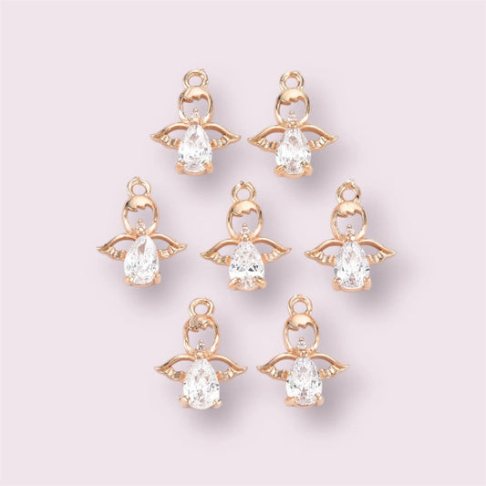 Angel charms, cubic zirconia, 14mm