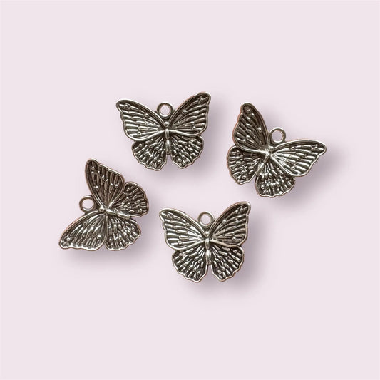 Butterfly charms, silver, 23mm