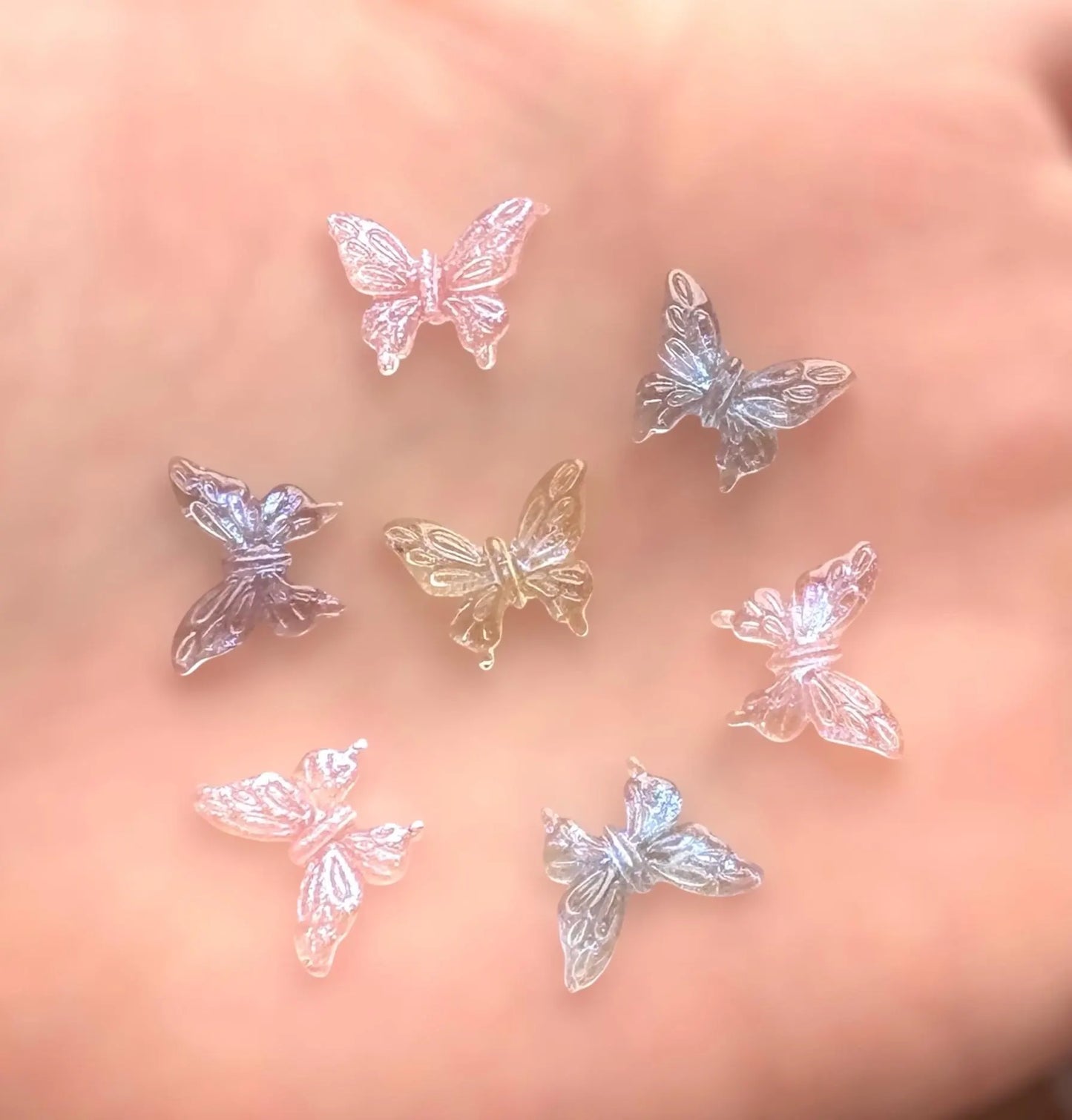 Butterfly cabochons, multi coloured mix, 13mm