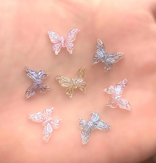Butterfly cabochons, multi coloured mix, 13mm
