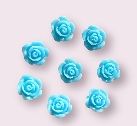 Rose cabochons, blue 10mm