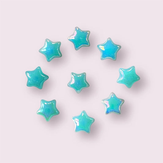 Blue  star Pearl effect cabochons, 10mm