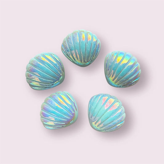 Seashell cabochons, blue 20mm