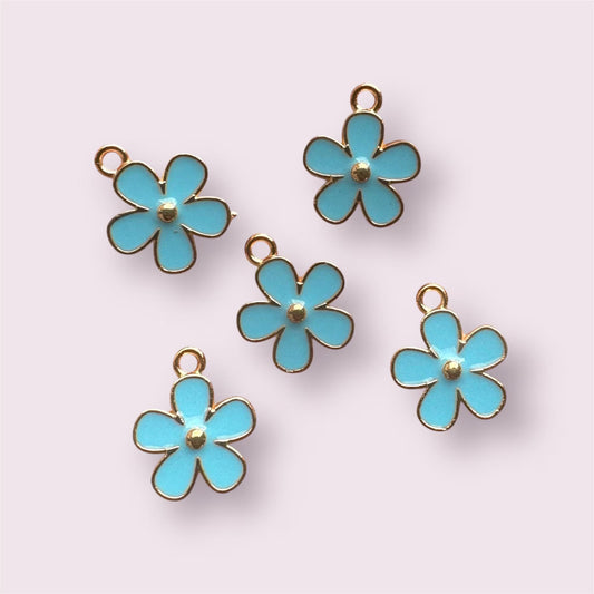 Flower charms, blue 15mm