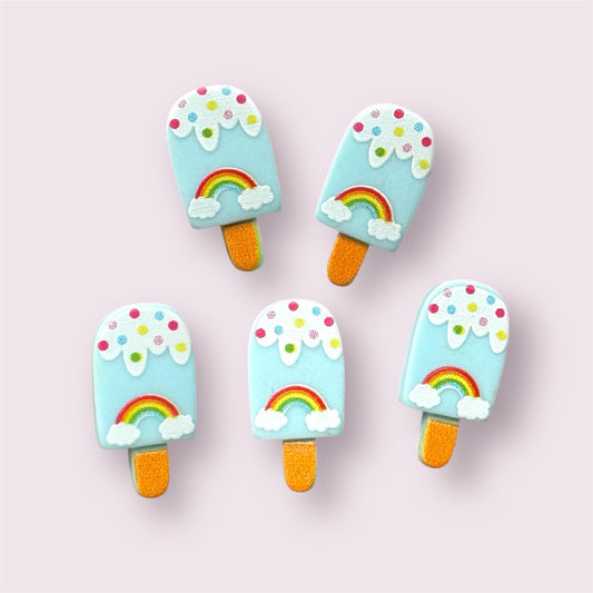 Ice lolly resin embellishments, blue 25mm