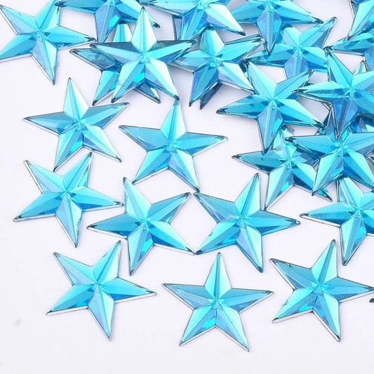 Blue acrylic star embellishments, 13mm