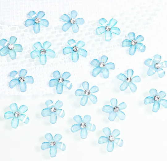 Blue rhinestone flower 10mm