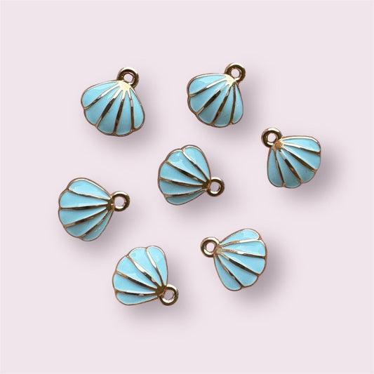 Shell charms, pale blue 11mm