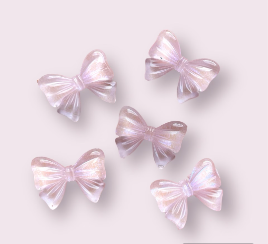 Pink bow cabochons, 17mm