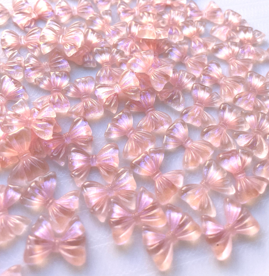 Pink bow cabochons, 17mm