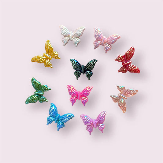 Butterfly cabochons, mixed colour, 13mm
