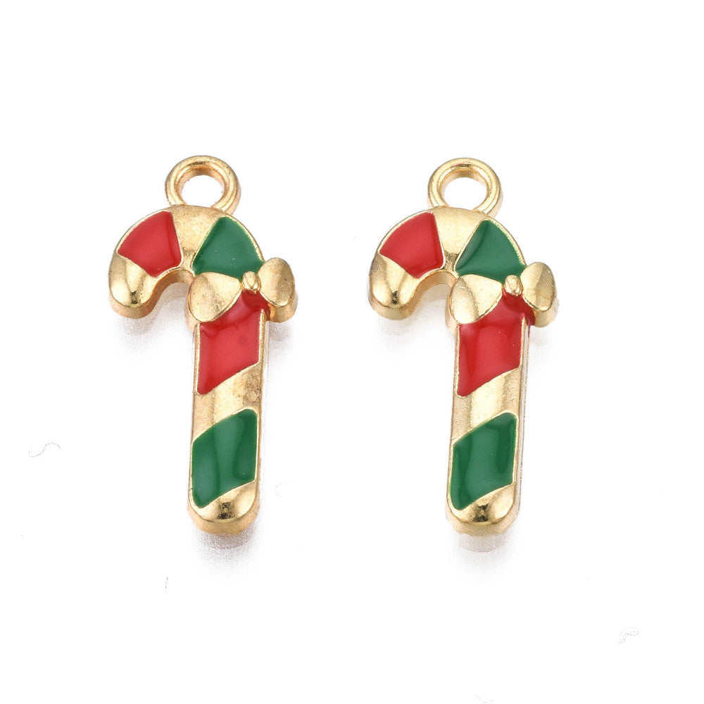 Candy cane charms, 2cm