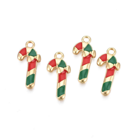 Candy cane charms, 2cm