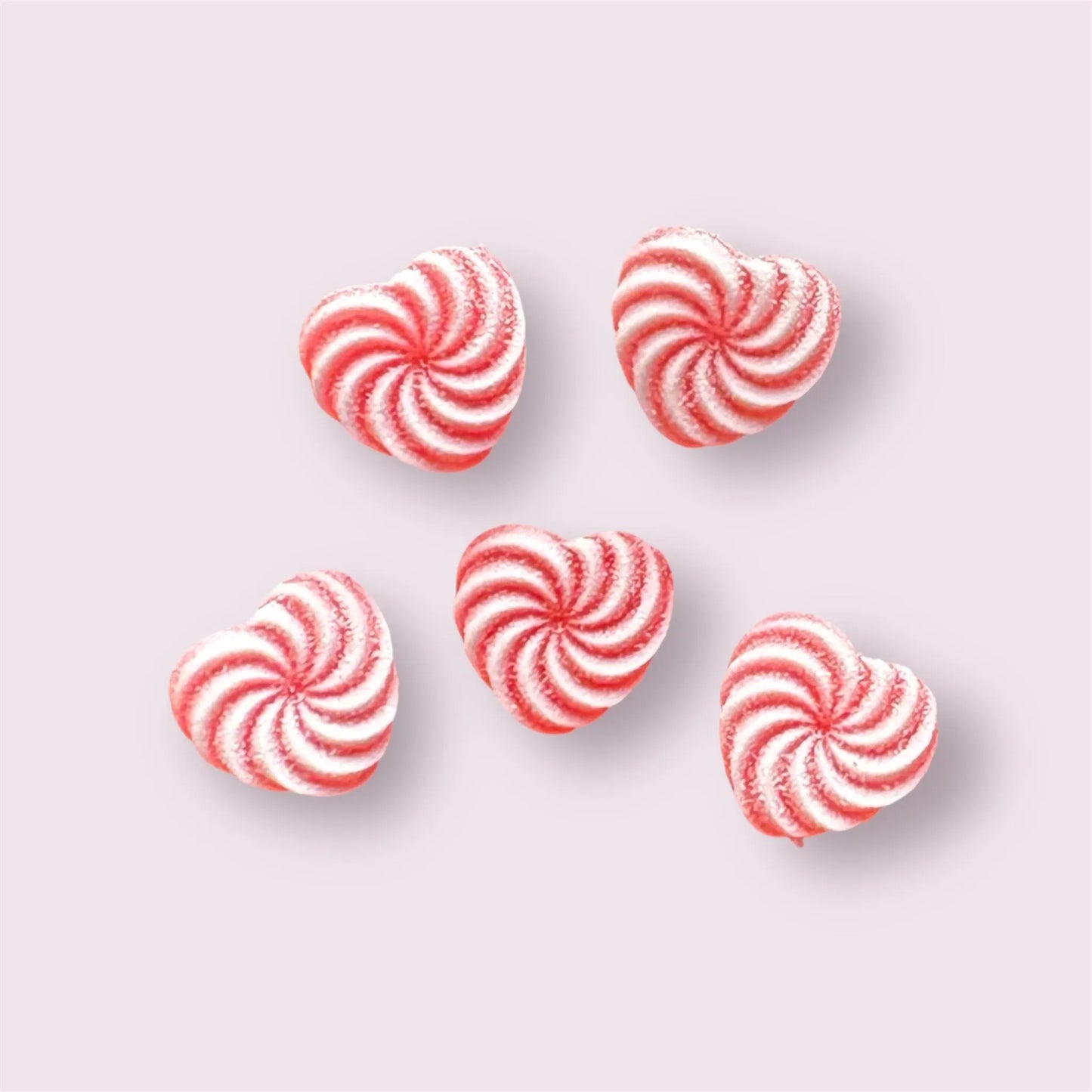 heart cabochons, candy swirl red, 17mm