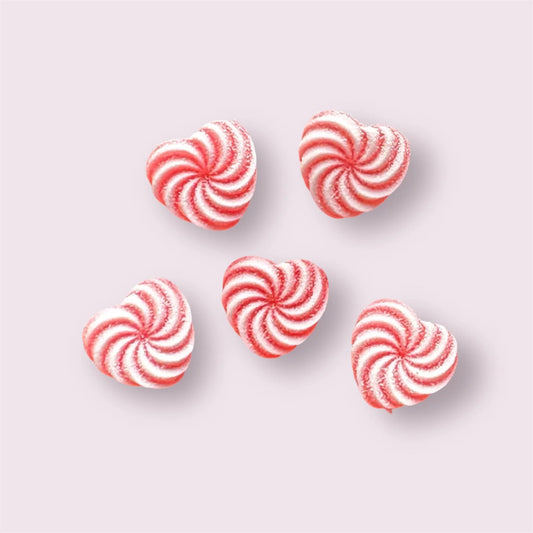 heart cabochons, candy swirl red, 17mm