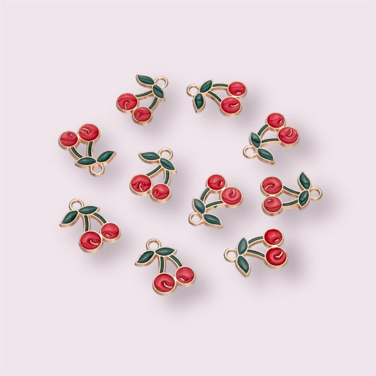 cherry enamel charms,