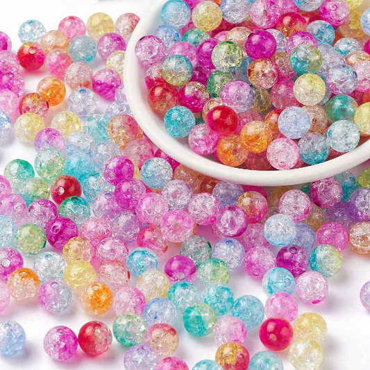 crackle beads, 8mm mixed colour set