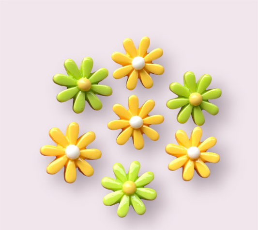 yellow and green mix daisies, 18mm