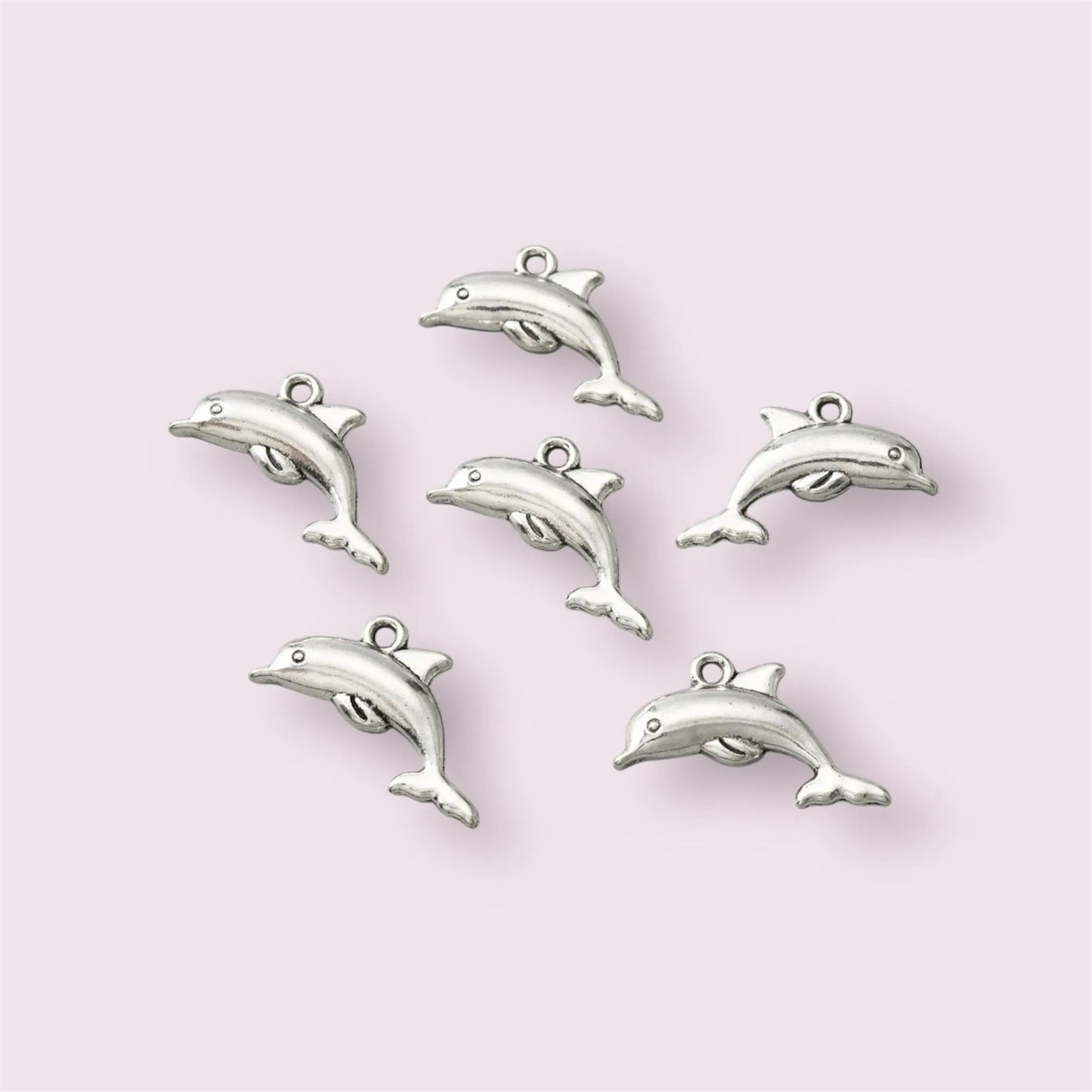 Dolphin charms, silver alloy,
