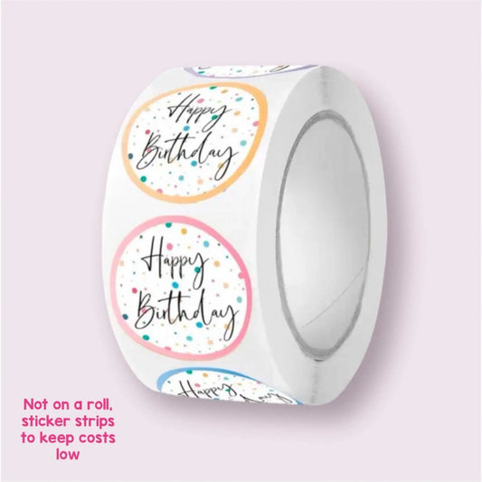 Birthday stickers, dotty design