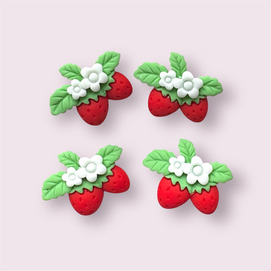 Strawberry and flower cabochon, 24mm