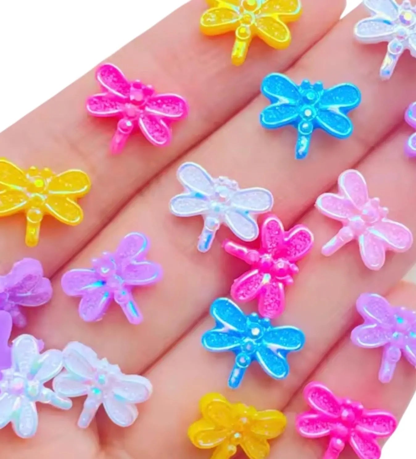 dragonfly cabochons, bright mix, 12mm