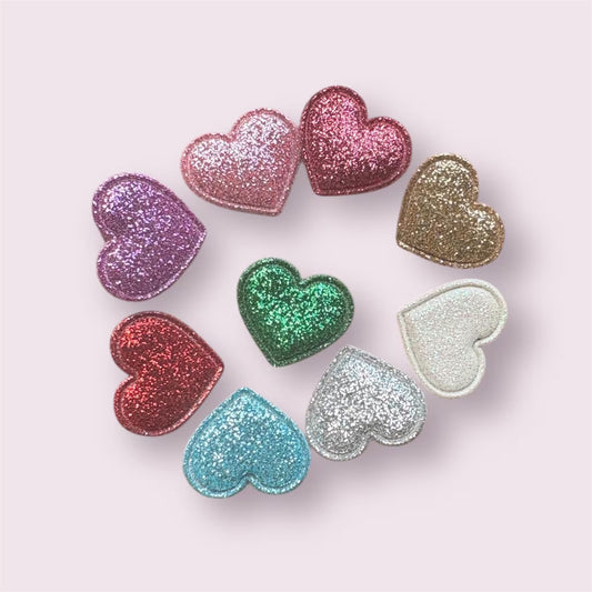 Heart fabric embellishments, mixed set, 22mm
